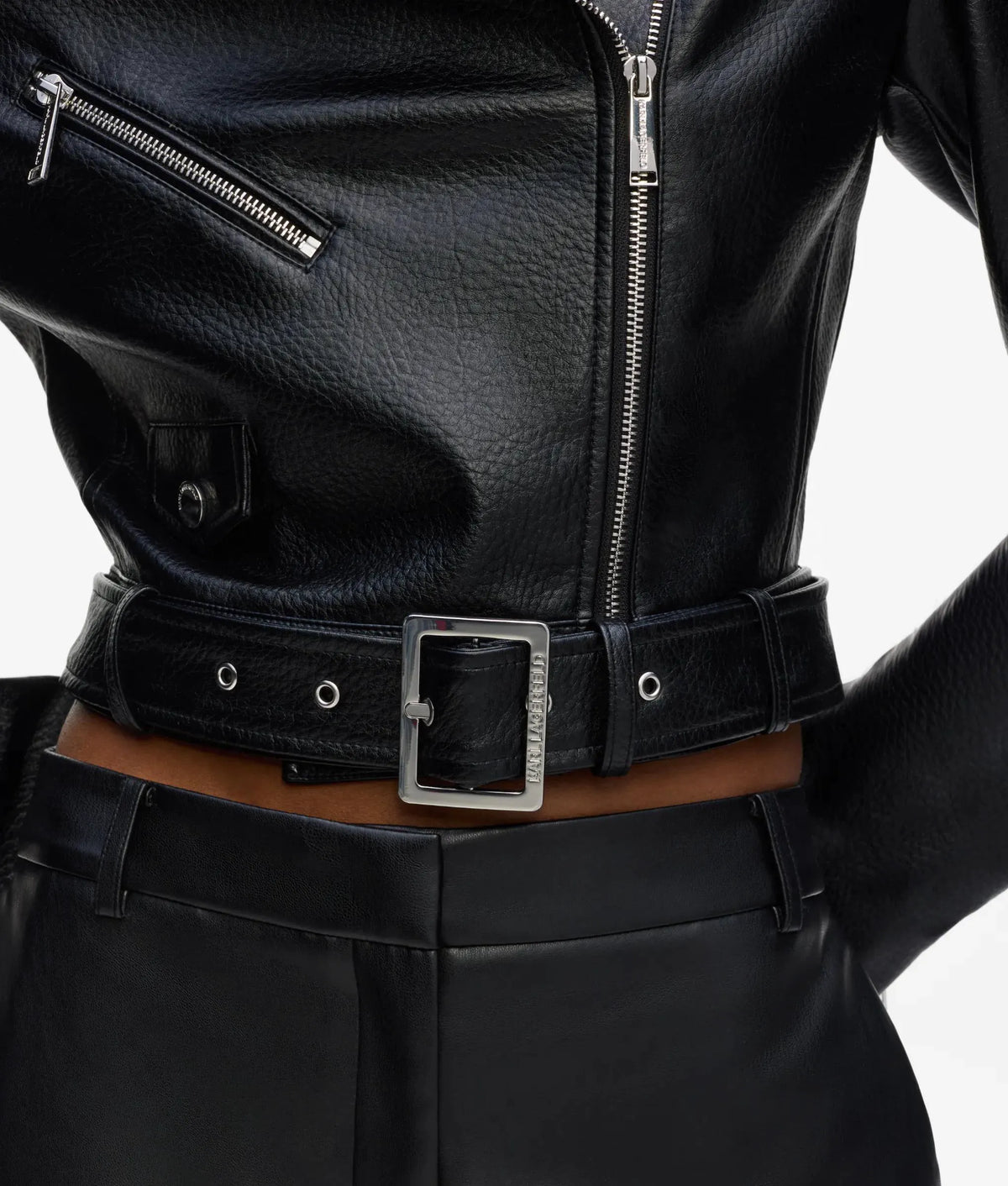 Faux-leather biker jacket