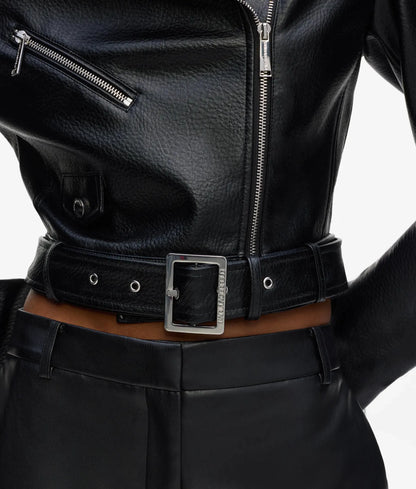Faux-leather biker jacket