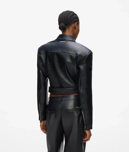 Faux-leather biker jacket