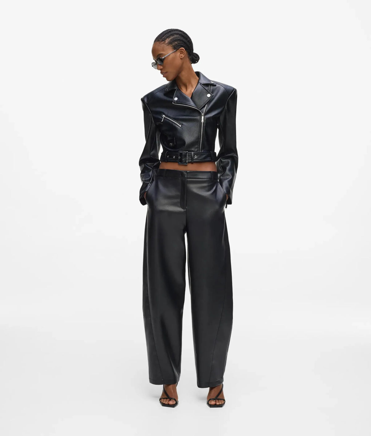 Faux-leather biker jacket