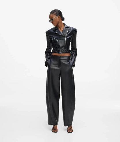 Faux-leather biker jacket