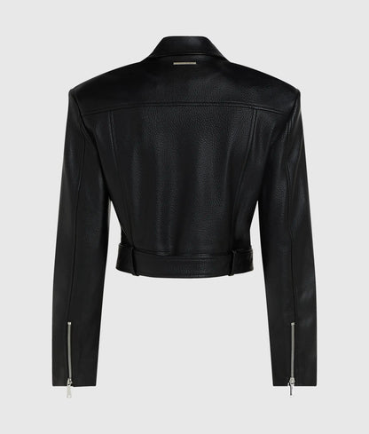 Faux-leather biker jacket