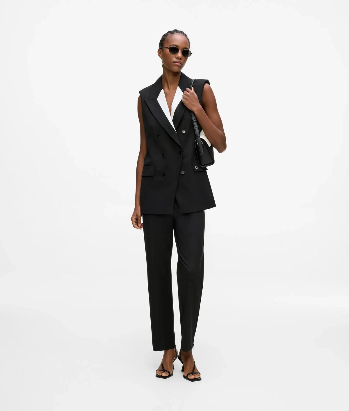 Black and white tailored gilet