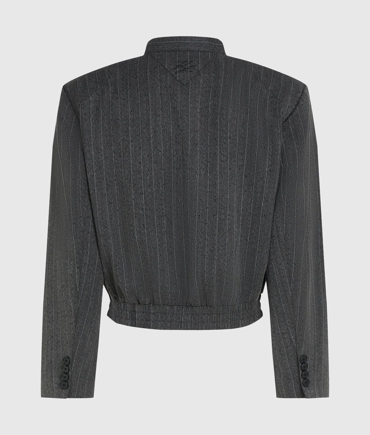 Pinstripe tailored bomber jacket