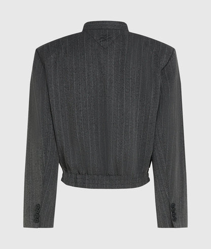 Pinstripe tailored bomber jacket