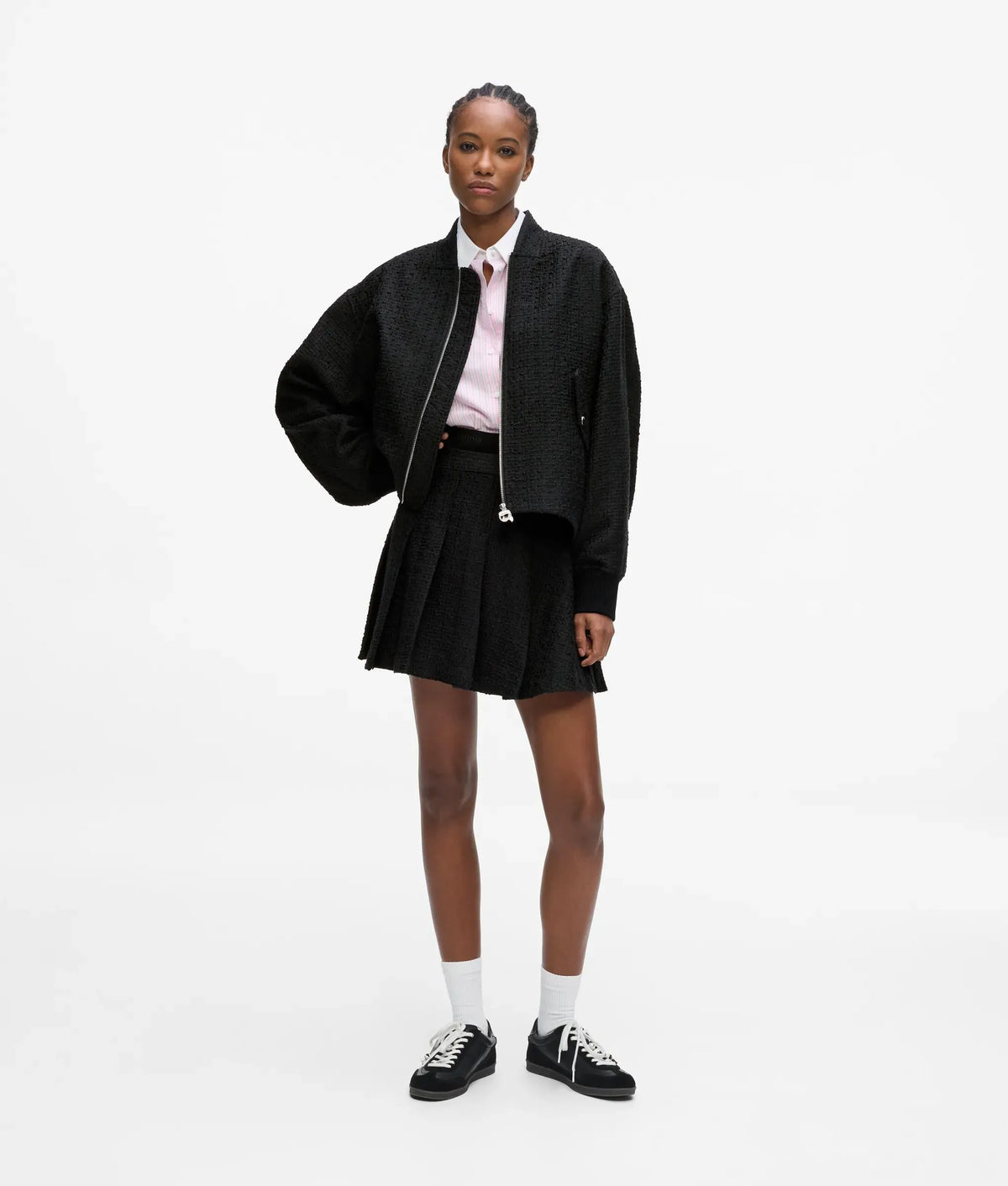 Ikon bouclé bomber jacket