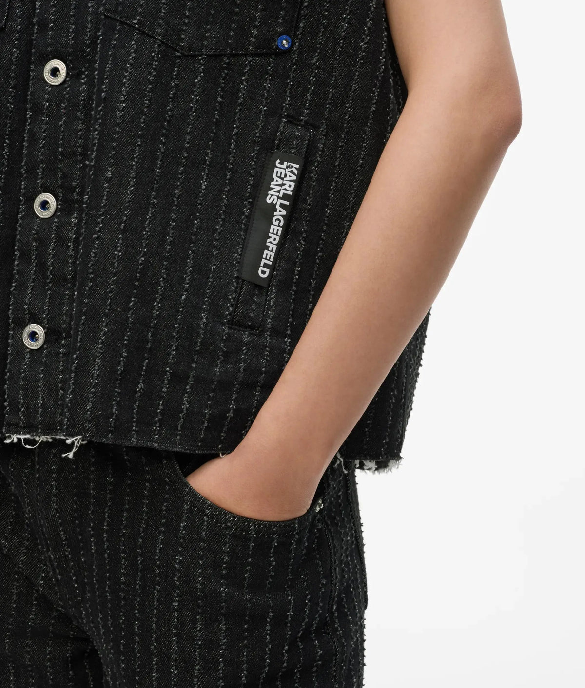 Pinstripe denim vest