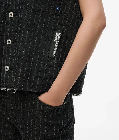 Pinstripe denim vest