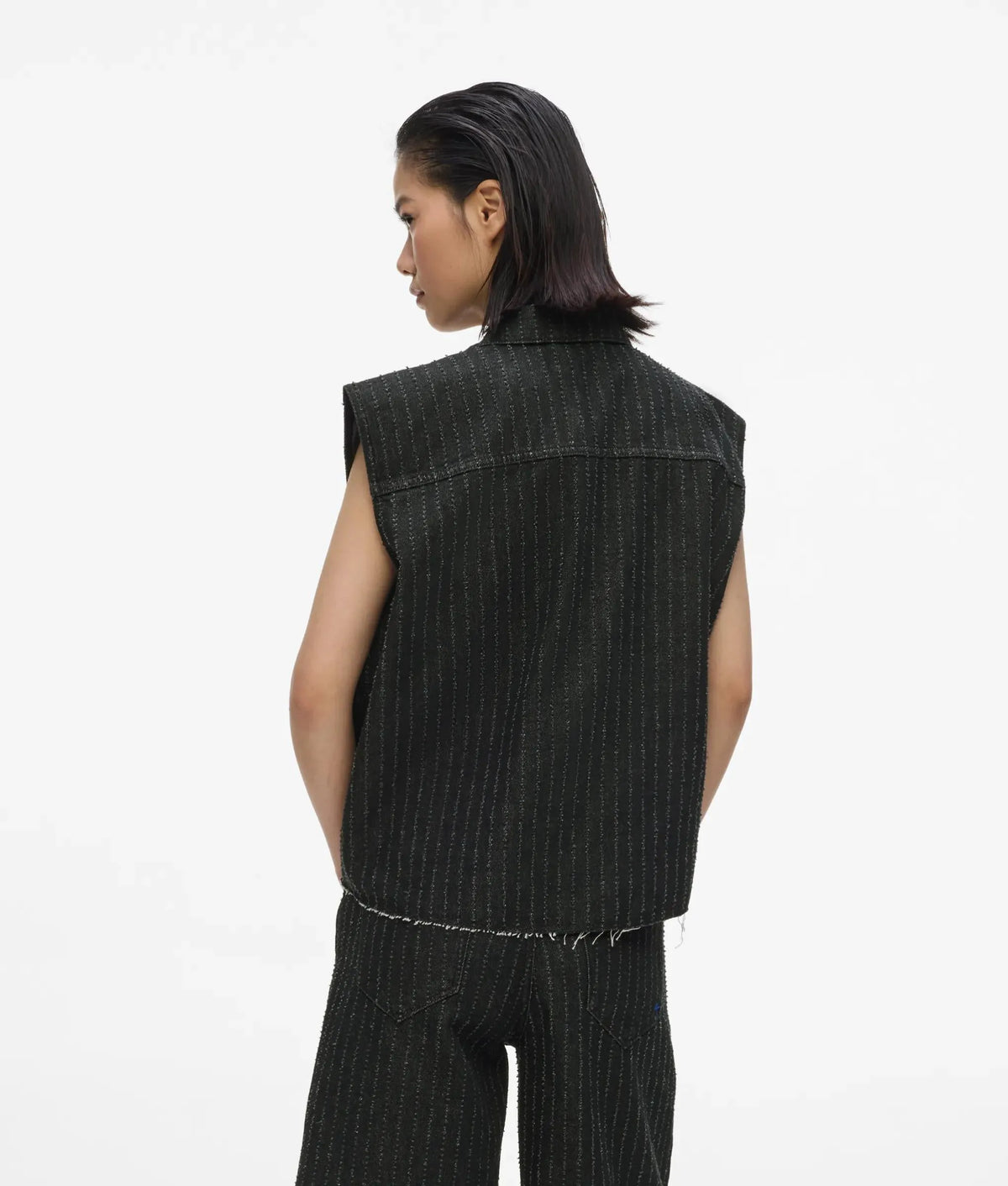 Pinstripe denim vest