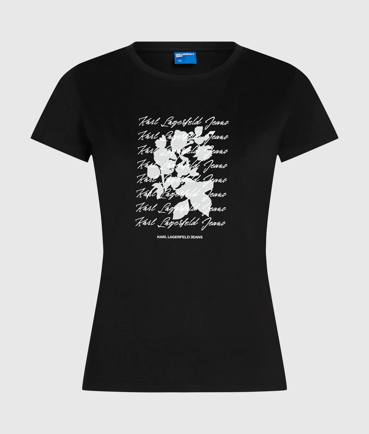 Slim-fit flocked floral T-shirt