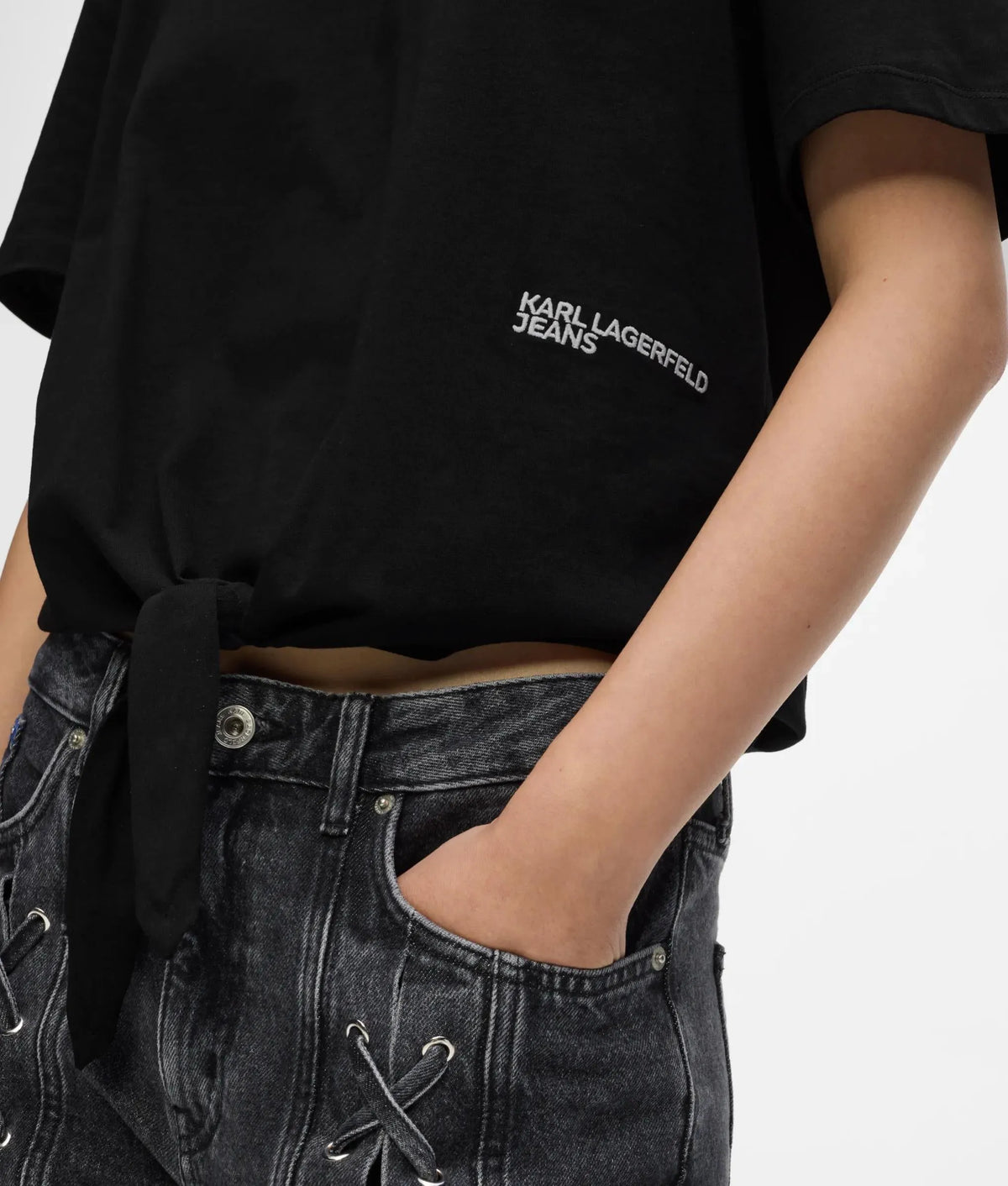 Regular‑fit tie detail T-shirt