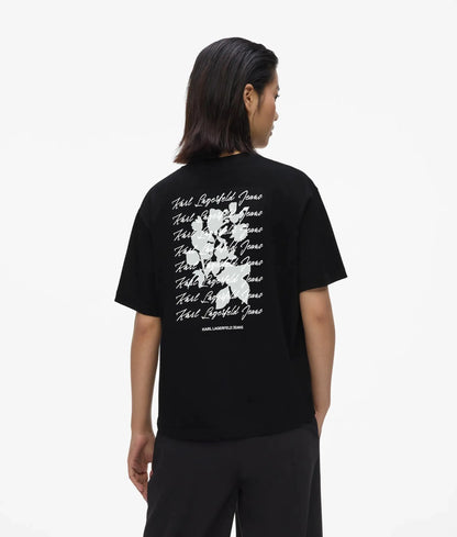 Regular‑fit flocked floral T-shirt