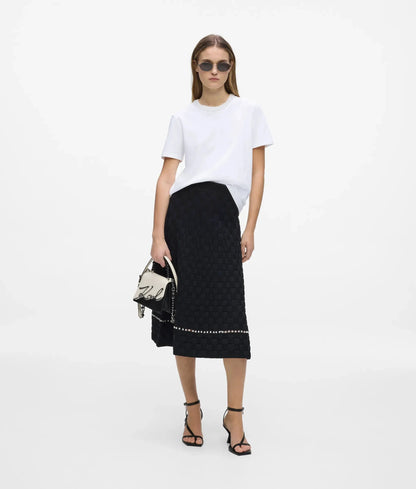 Faux-pearl neck T-shirt