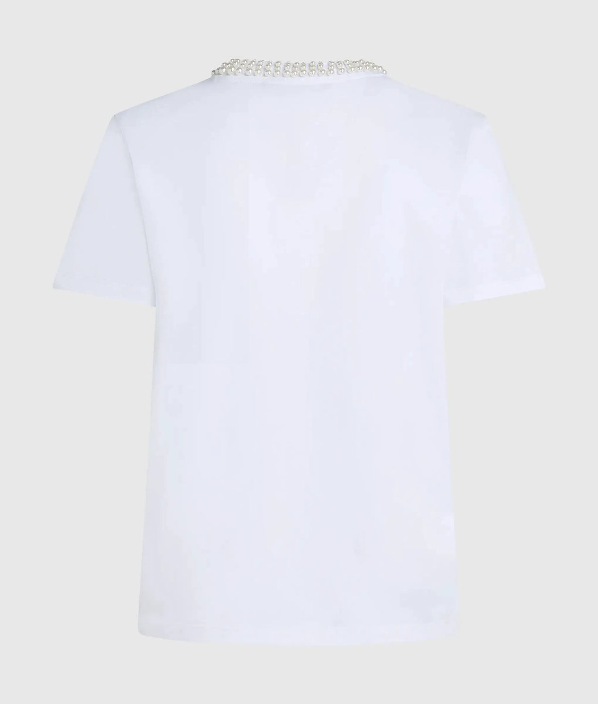 Faux-pearl neck T-shirt