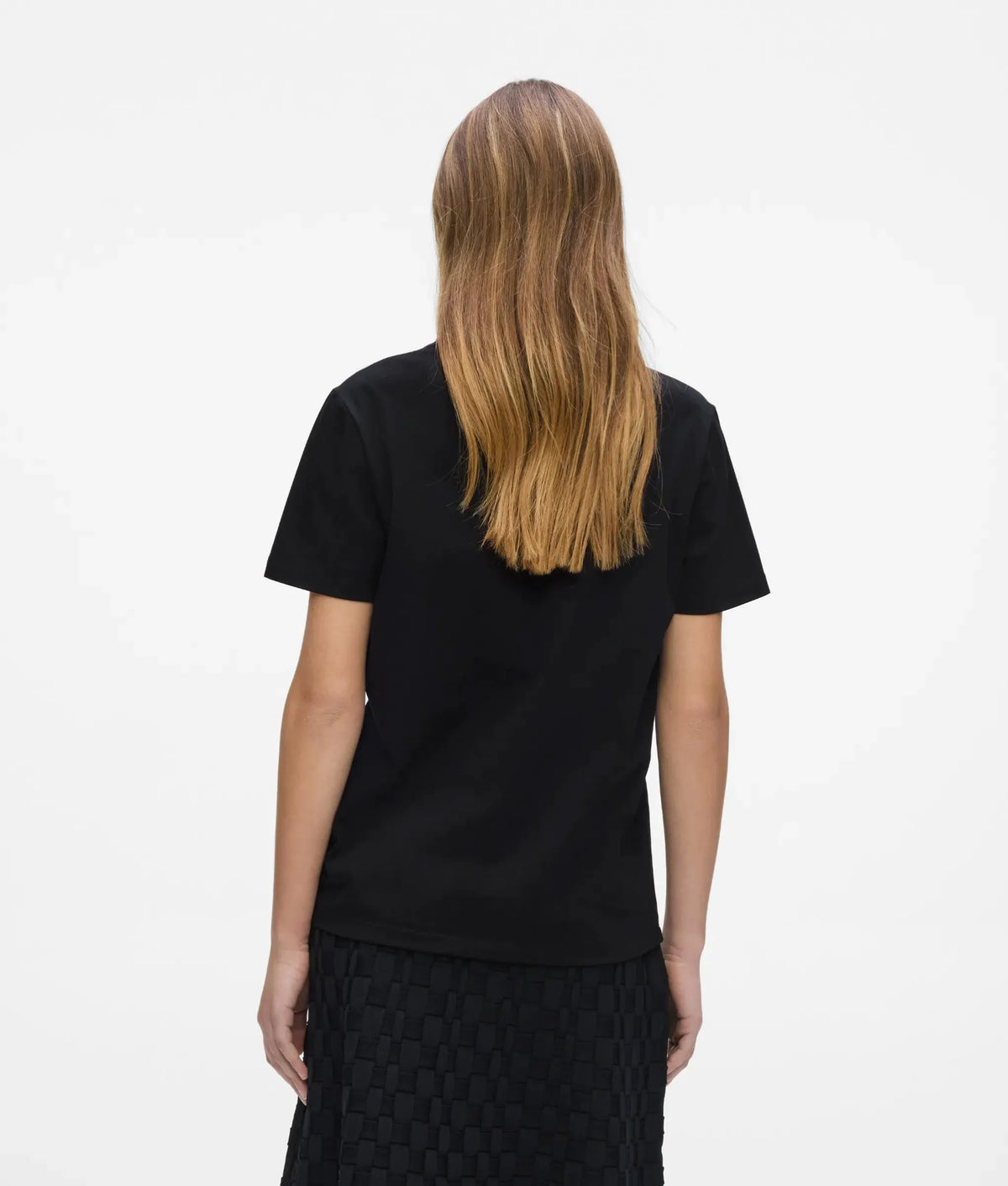 Faux-pearl neck T-shirt