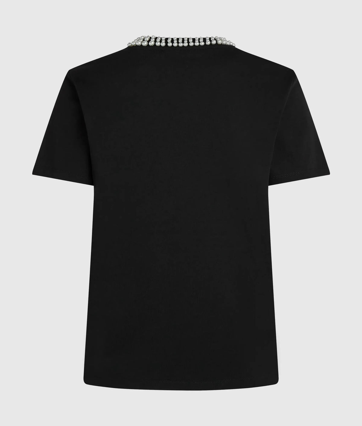 Faux-pearl neck T-shirt