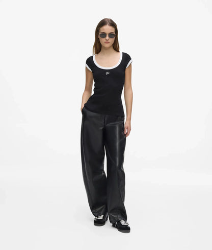 Black and white scoop neck T-shirt