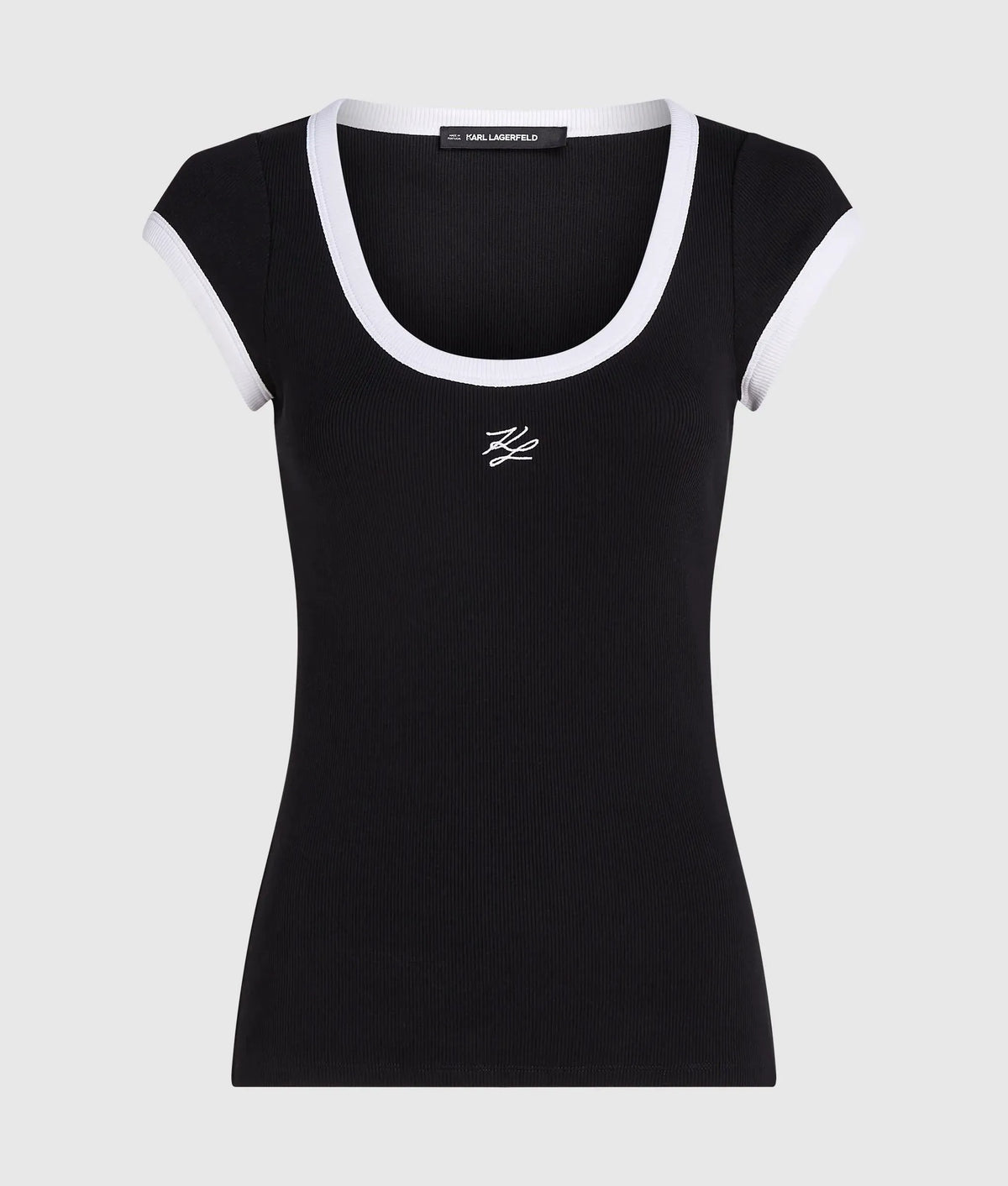 Black and white scoop neck T-shirt