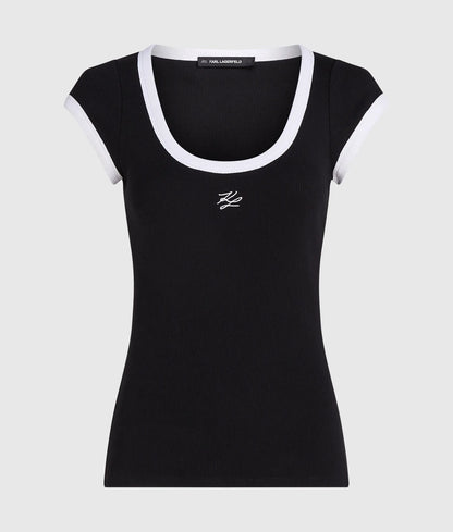 Black and white scoop neck T-shirt