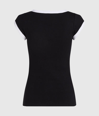 Black and white scoop neck T-shirt