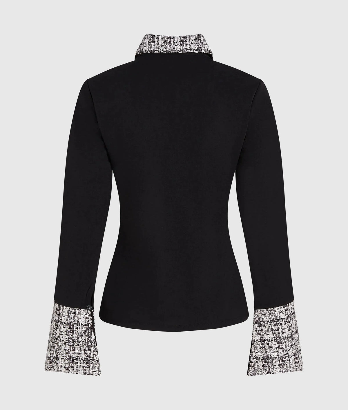 Long-sleeved bouclé detail polo shirt