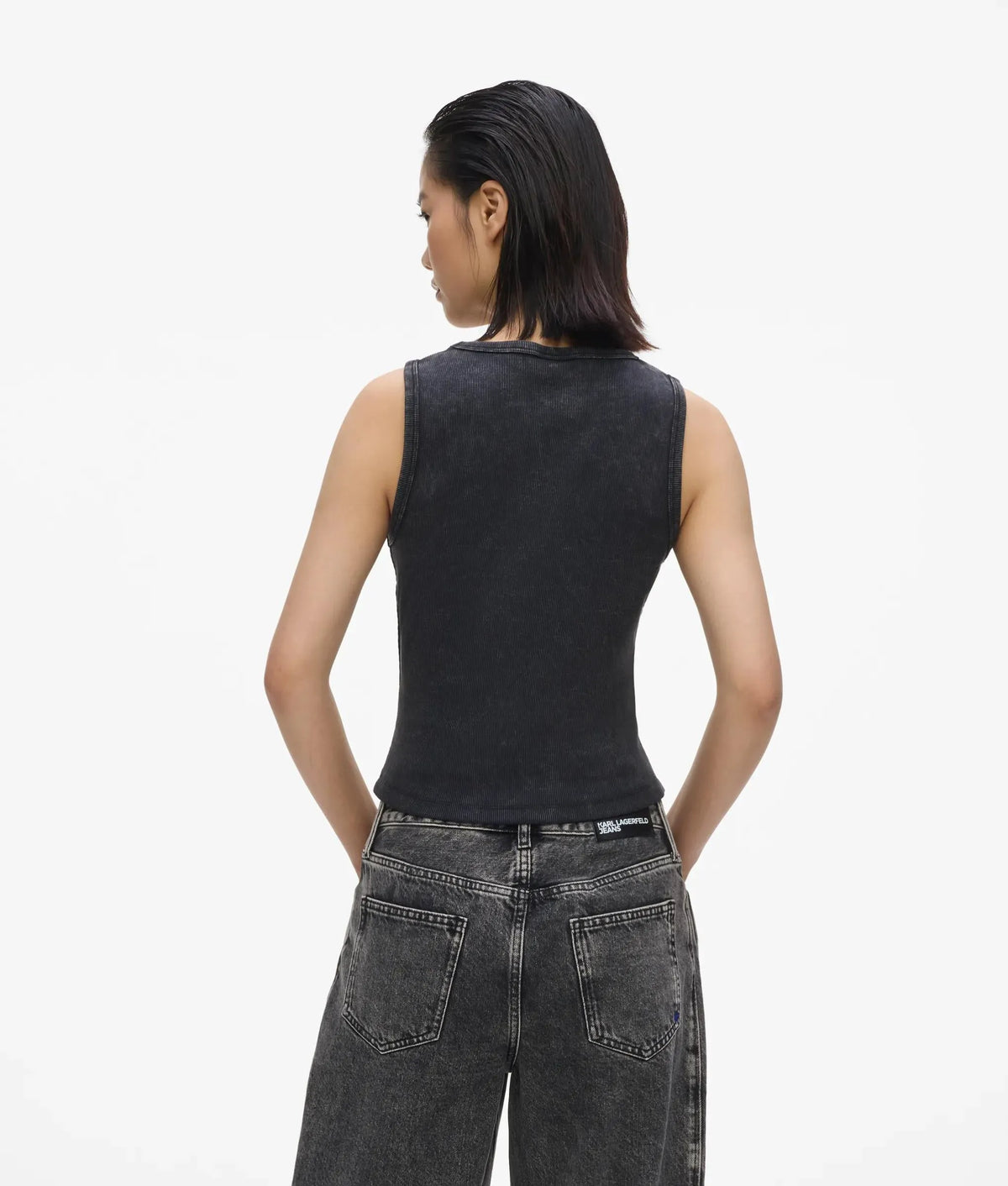 Washed ribbed tank top
