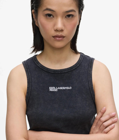 Washed ribbed tank top