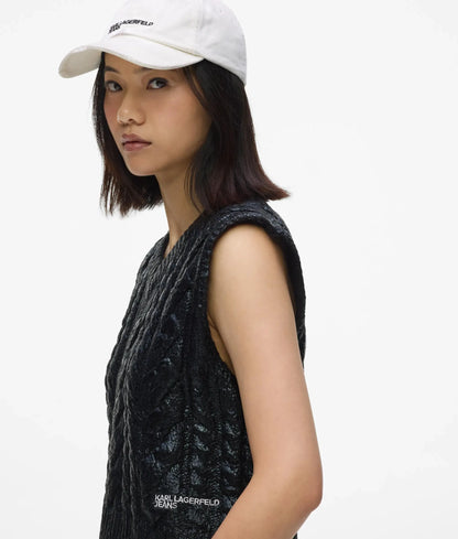 Cropped cable knit vest