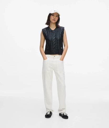 Cropped cable knit vest
