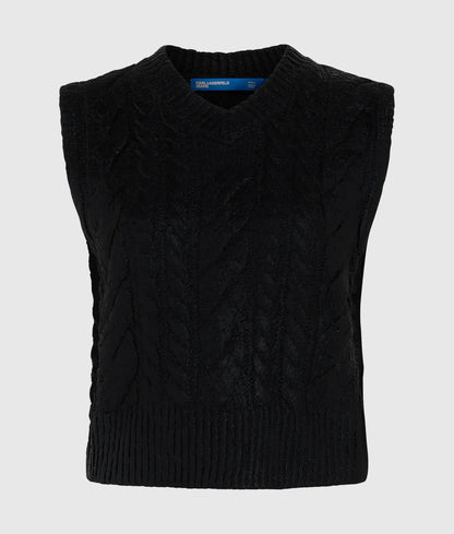 Cropped cable knit vest