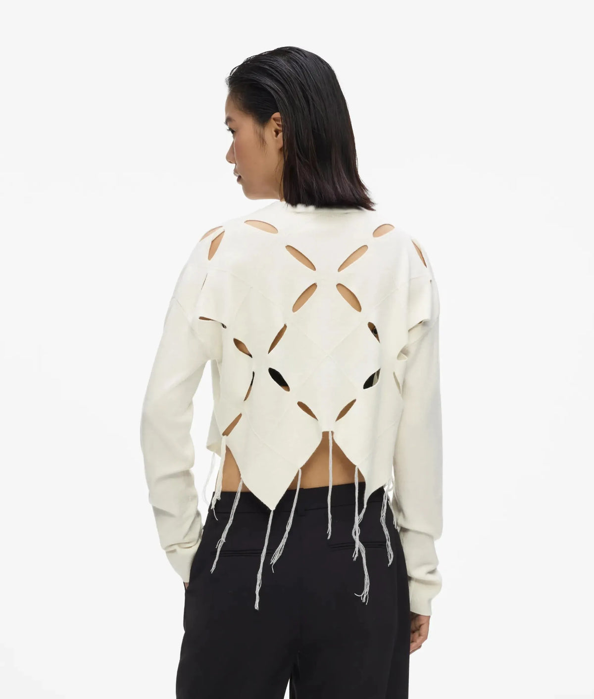 Knitted cut-out argyle top