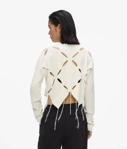 Knitted cut-out argyle top