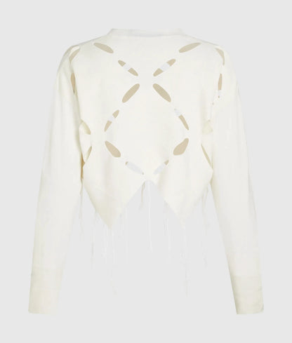 Knitted cut-out argyle top
