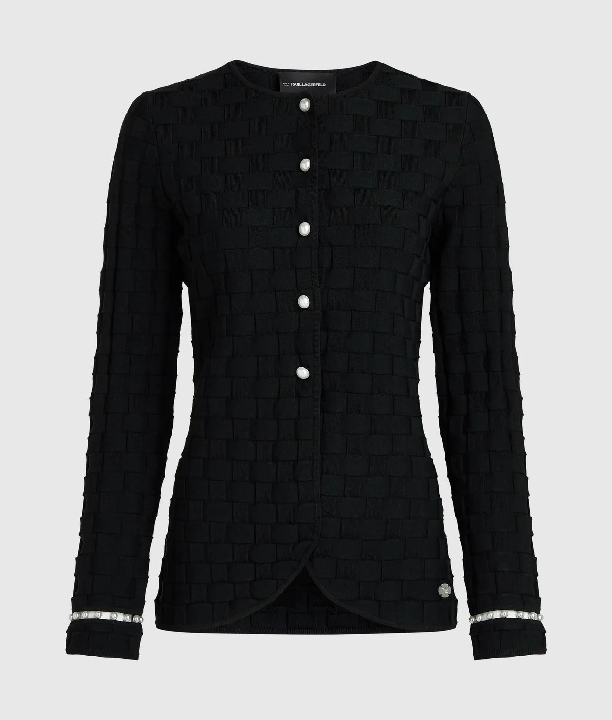 Faux-pearl detail knit cardigan