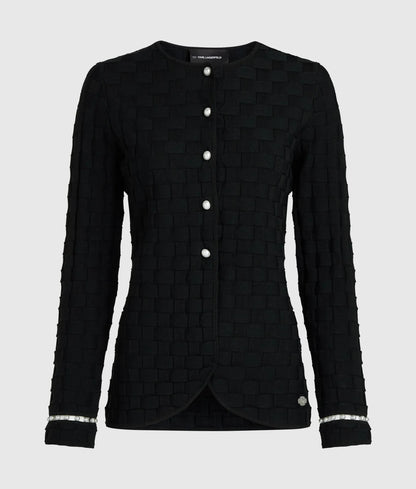 Faux-pearl detail knit cardigan