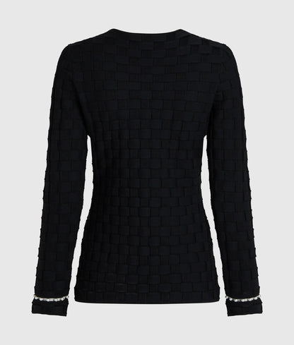 Faux-pearl detail knit cardigan