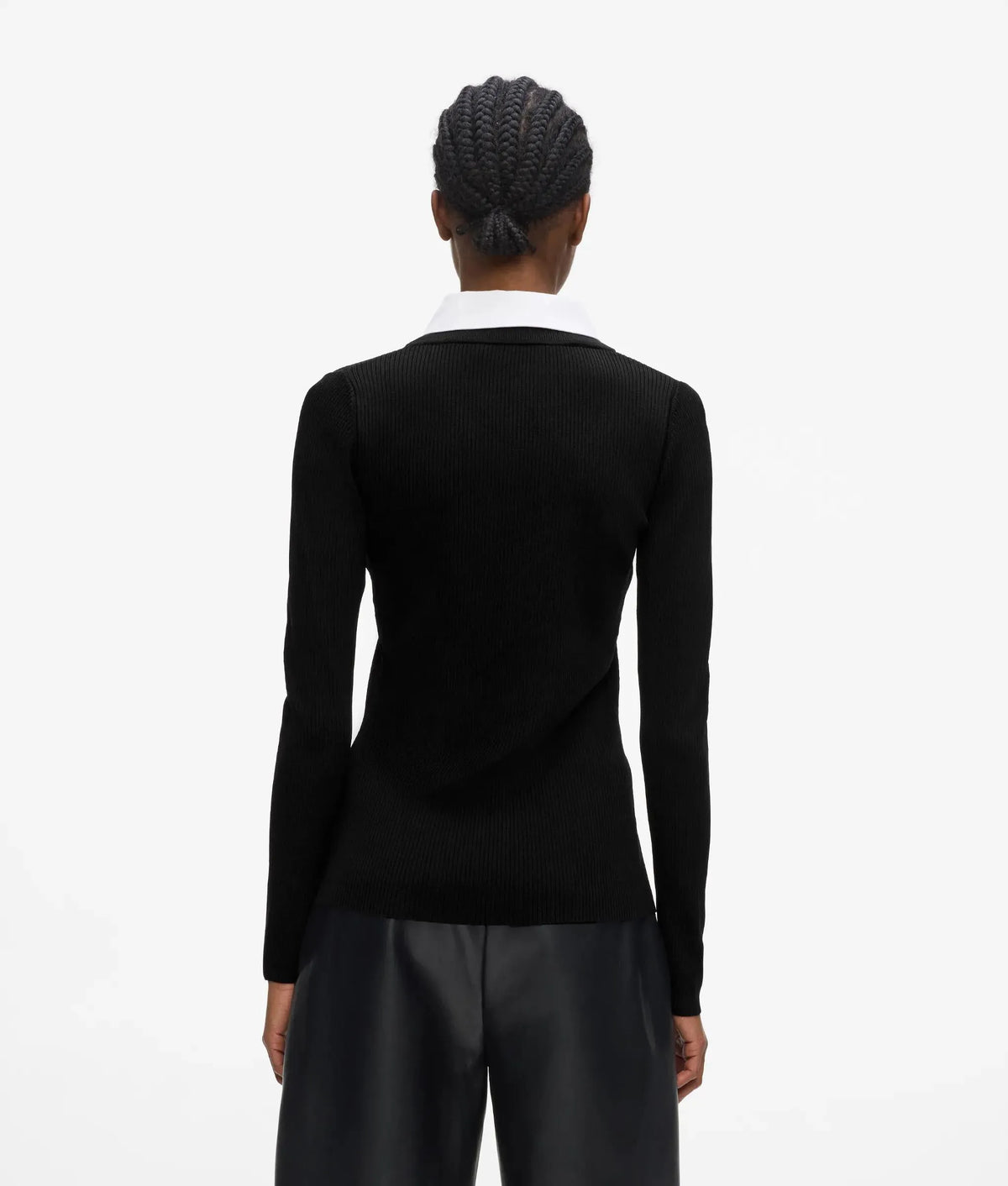 Contrast collar knit polo shirt