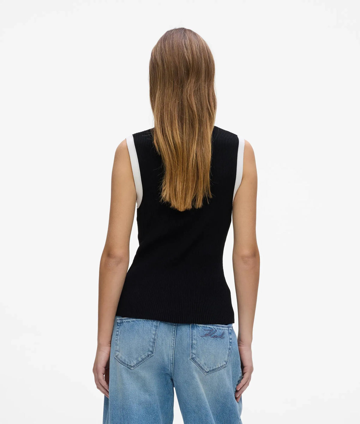 Black and white knit tank top