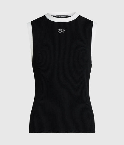 Black and white knit tank top