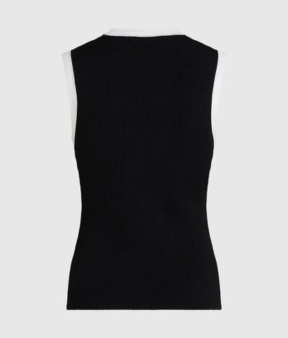 Black and white knit tank top