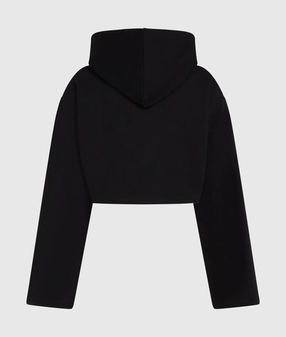 Cropped flocked floral hoodie