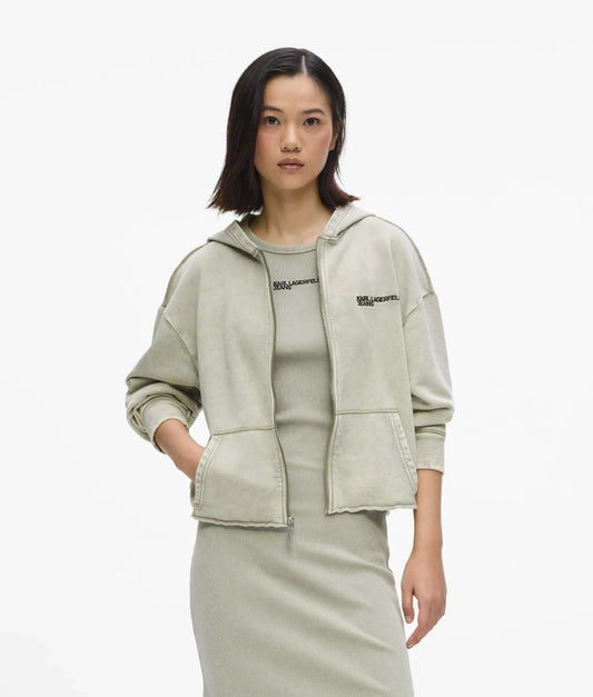 Washed zip-up hoodie