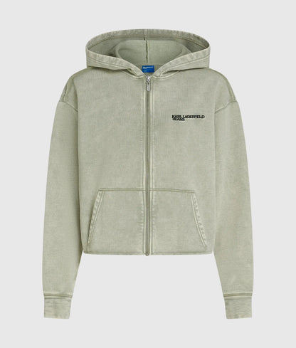 Washed zip-up hoodie