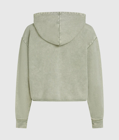 Washed zip-up hoodie
