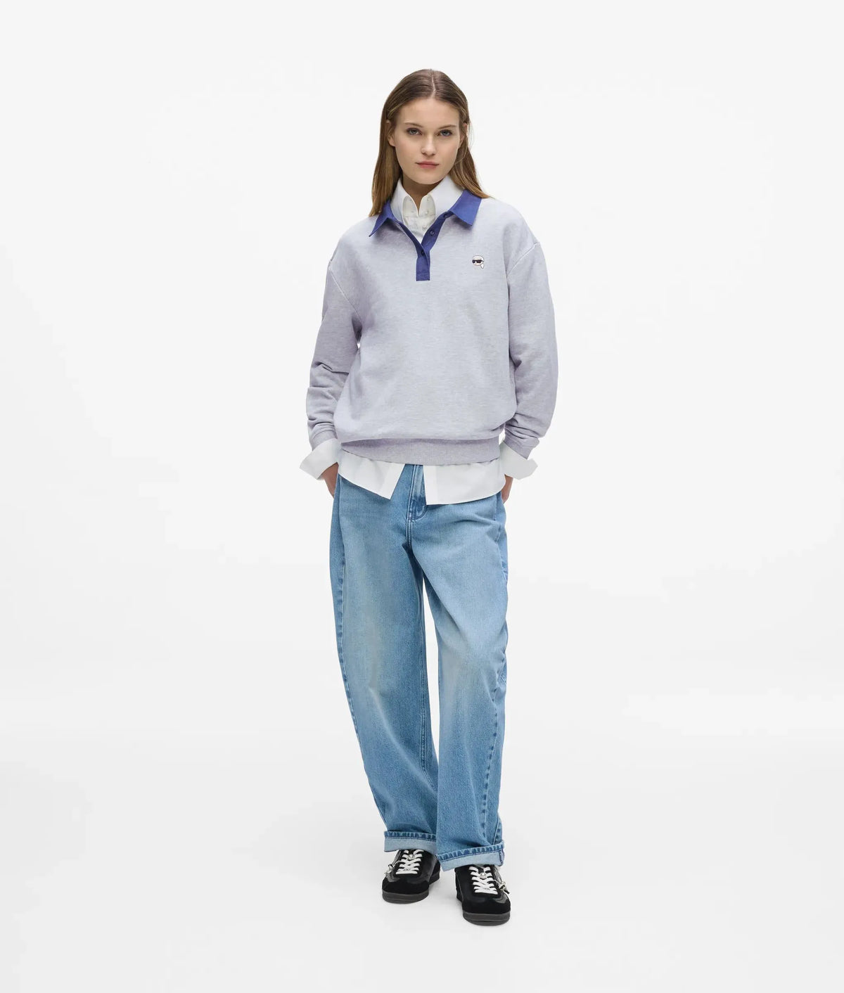 Ikon denim detail sweatshirt