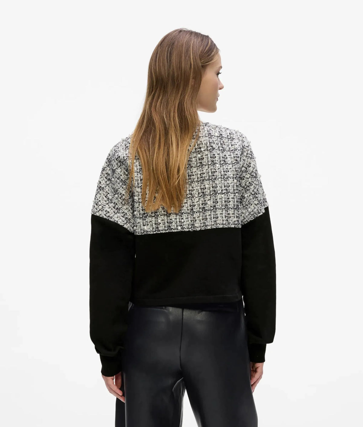 Bouclé panel jersey cardigan