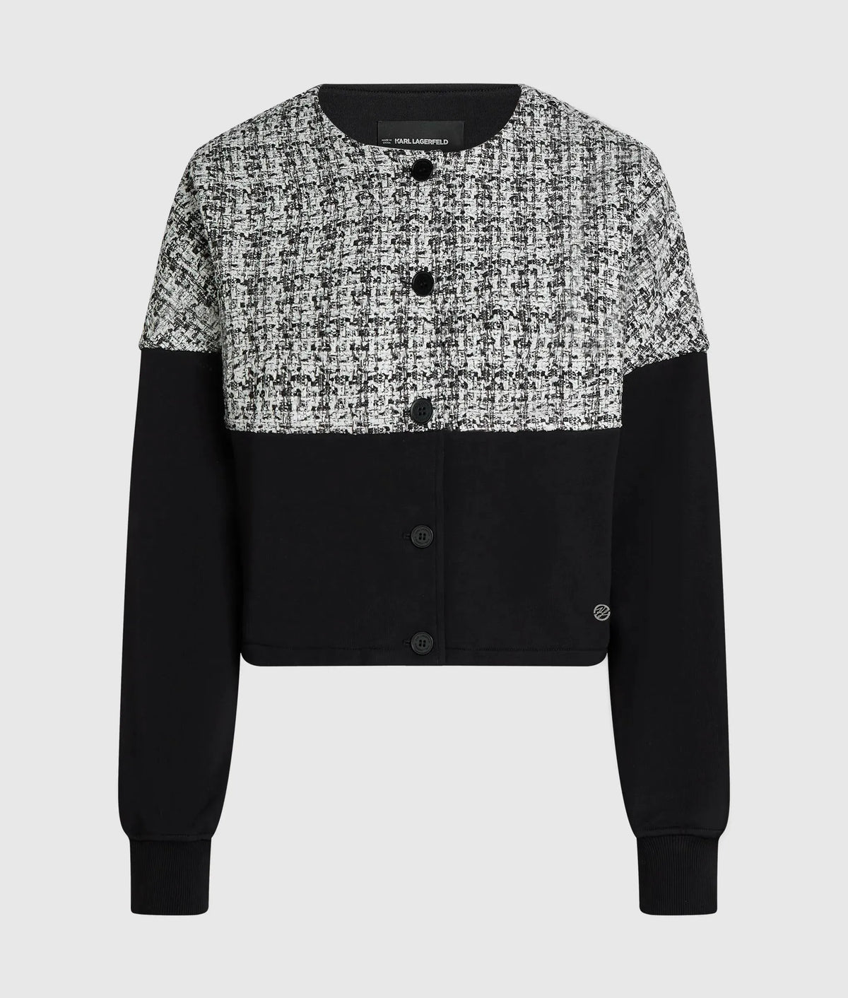 Bouclé panel jersey cardigan
