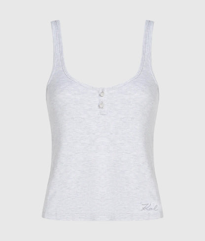 Faux-pearl loungewear tank top