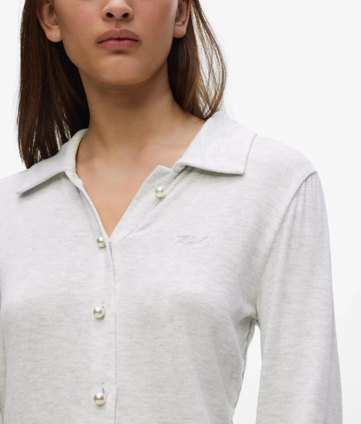Faux-pearl loungewear cardigan
