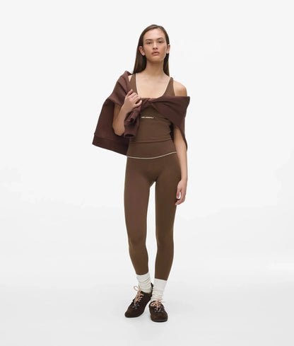 Contrast piping athleisure leggings